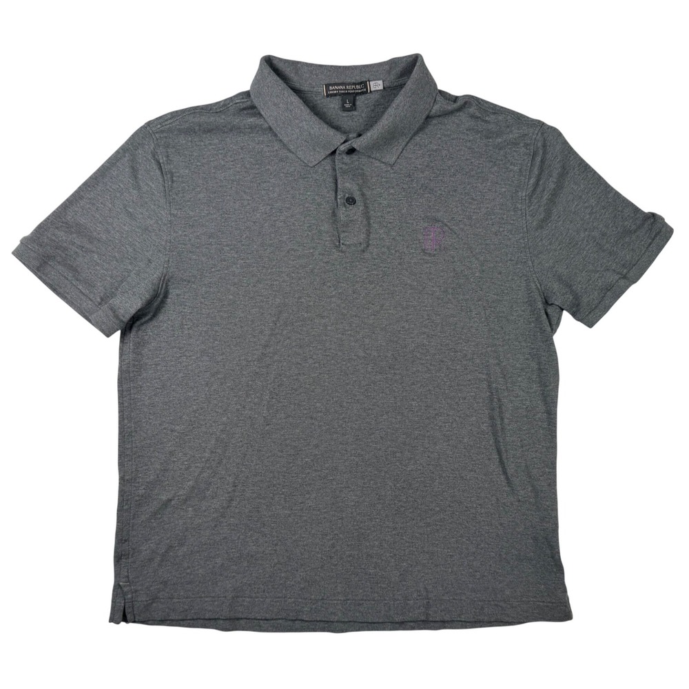 Banana Republic Polo Shirt Mens Large Gray‎ Excellent Luxury Touch Performance L